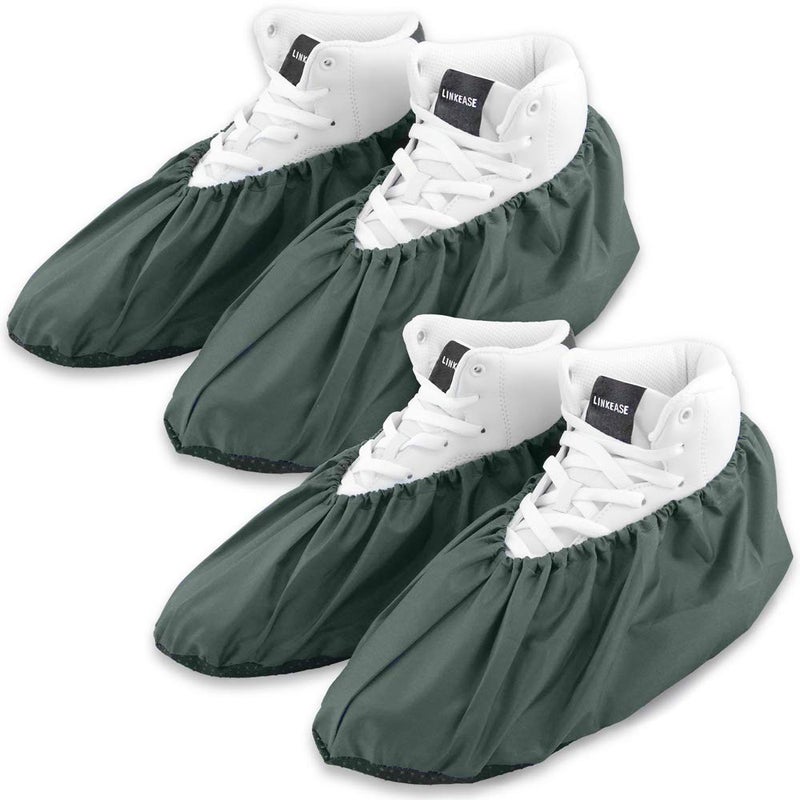 LINKEASE Reusable Boot & Shoe Covers Water Resistant Non Skid and Washable for Real Estate Contractors to Keep Floors Carpets Footwear and Rooms Clean - 2 Pairs (Large, Grey) - Image 1